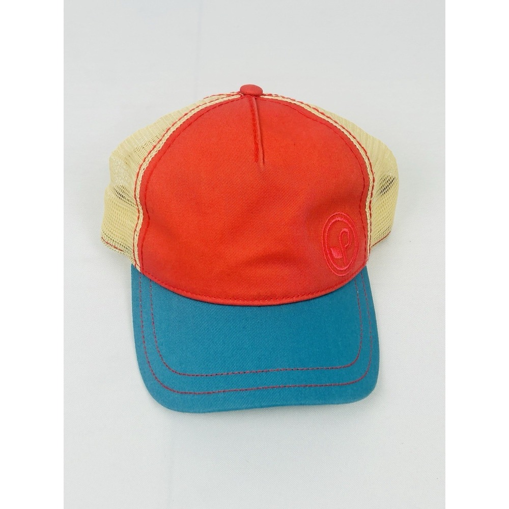 Pistil Logo Mesh Back Trucker Hat Pink Ivory Blue Snapback Women's